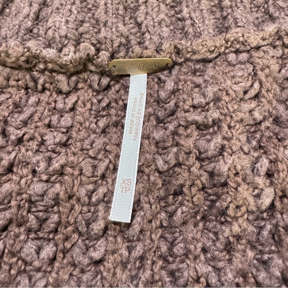 FREE PEOPLE LADIES BROWN WHISTLE THERMAL HENELY JUMPER Sweater SIZE XS - Picture 7 of 8